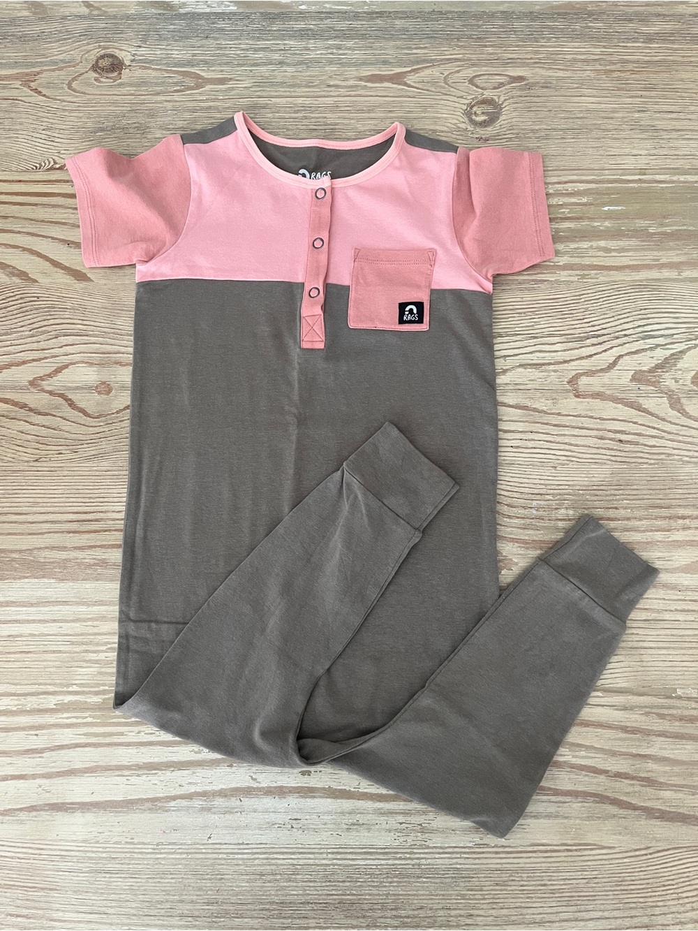 RAGS Kids Two-Tone Pink and Brown Romper